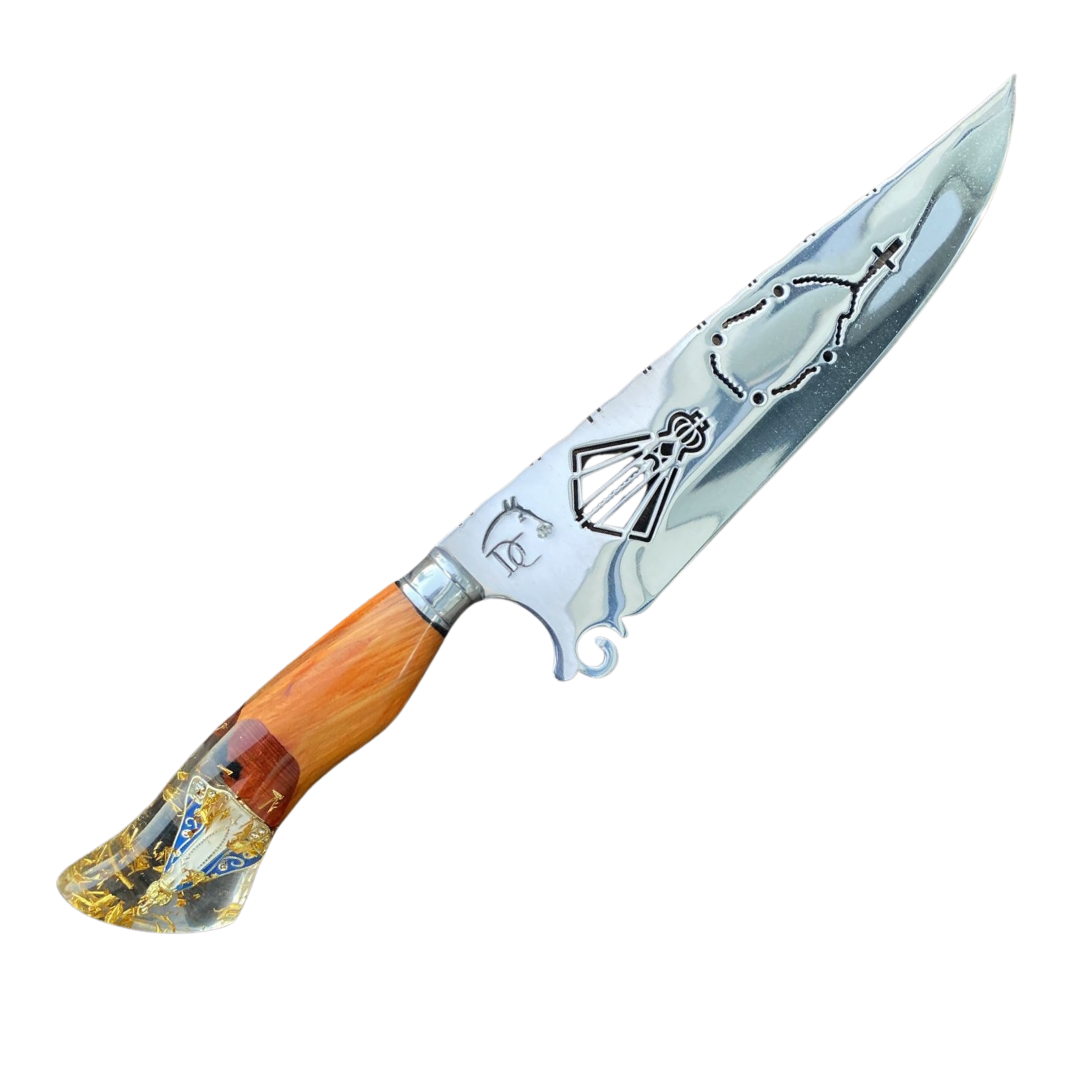 Faca Churrasco Artesanal Nossa Senhora Aparecida Terço + Bainha Grátis